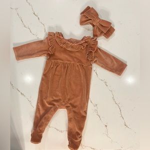 Mudpie Corduroy onesie with matching bow
